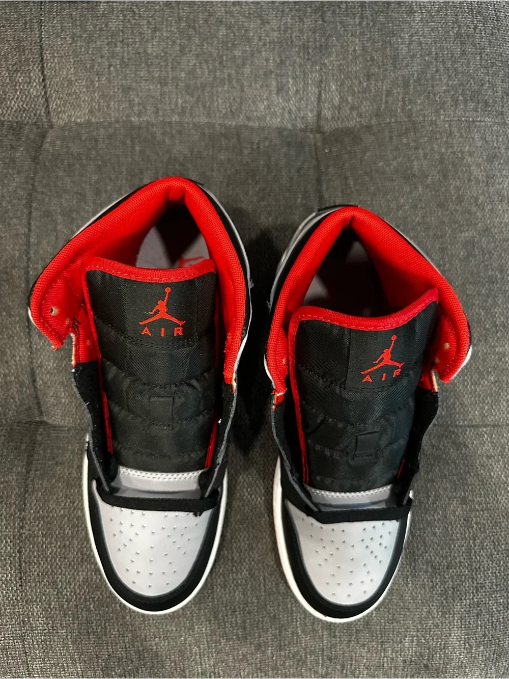 Nike Air Jordan High-Top Sneakers in Black, Gray & Red Boys Size 7